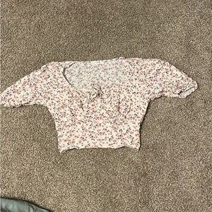 White shirt with pink flowers